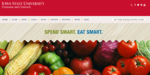 Fresh fruits under Iowa State University Extension title and SPEND SMART. EAT SMART.
